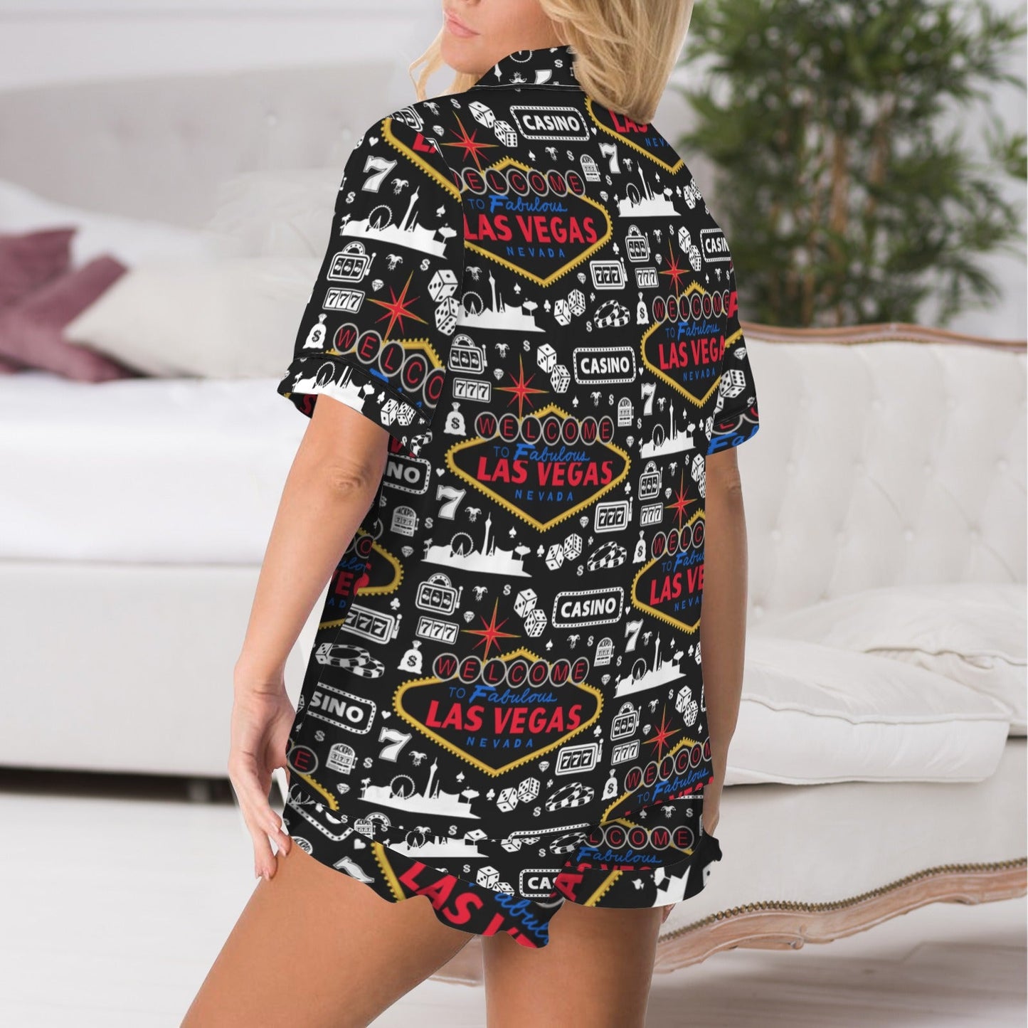 Viva Las Vegas Western Satin Ruffle Pajama Set