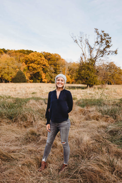 Crochet Slouch Hat | Marble Grey Slouchy Beanie