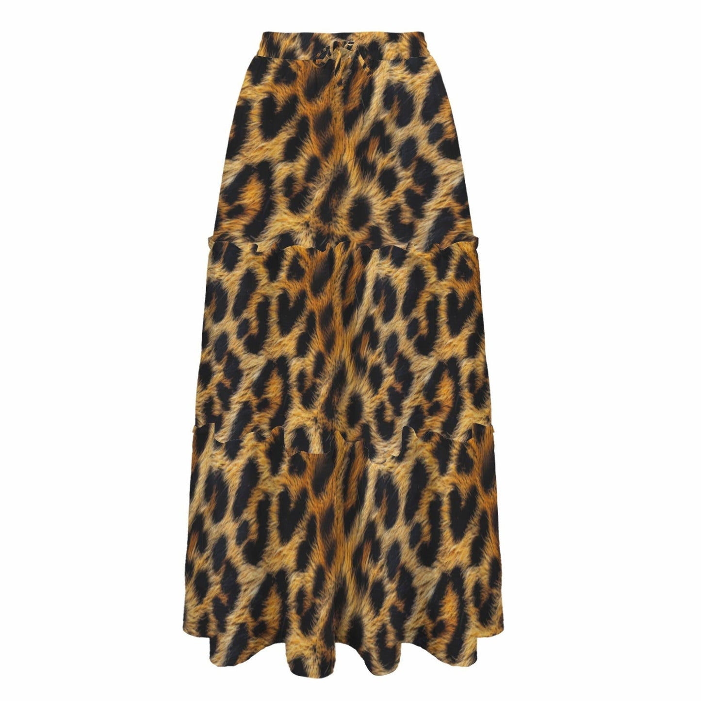 Baha Ranch Retro Pop Western Leopard Print Maxi Prairie Skirt
