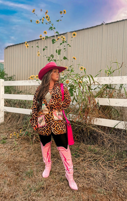 Baha Ranch Retro Pop Western Wild West Leopard Blazer